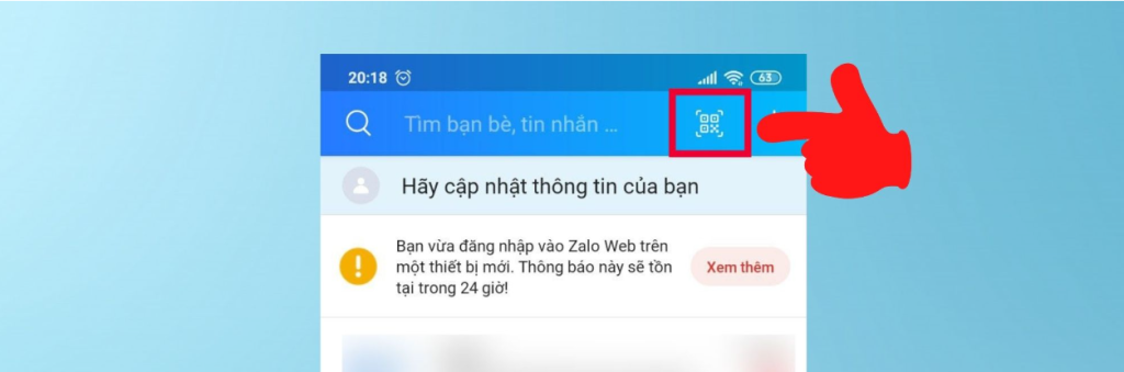 Quét mã QR để đăng nhập Zalo Web